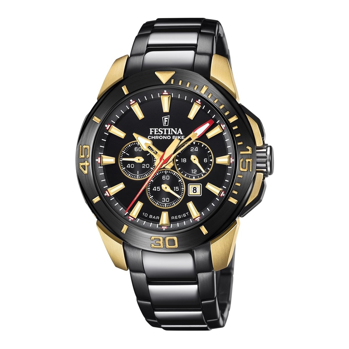 Festina F20644-1 Heren Horloge - Chronograaf - Mineraalglas - Roestvrijstaal-Staal - Ø 47 mm - Quartz - Vouw-Vlindersluiting - 10 ATM (zwemmen)