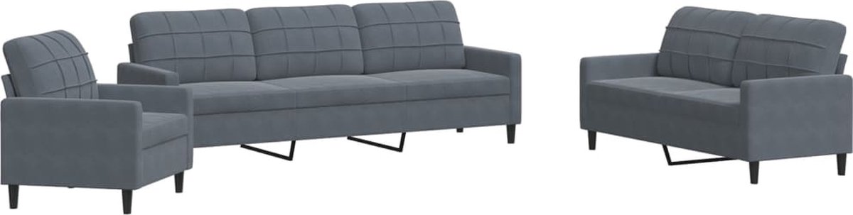 vidaXL - 4-delige - Loungeset - met - kussens - fluweel - donkergrijs