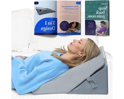 5-in-1 Steunkussen met sleehak voor bed en verstelbaar - Rugpijn en beenpijn verlichten - Ideaal bij maagzuur en zure reflux GERD - Snurken voorkomen - Premium schuimkussen met vouwsleehak - Wasbare hoes Lichaamskussen