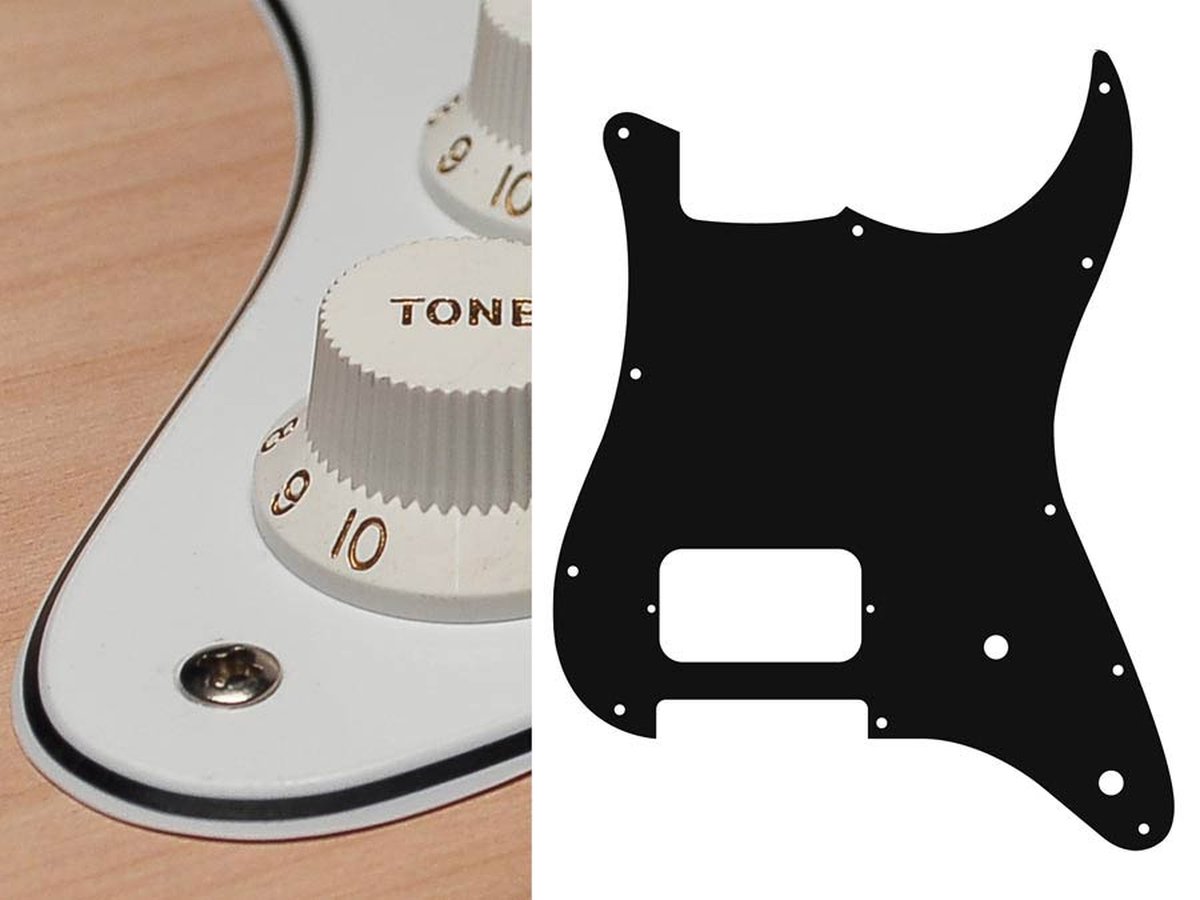Boston ST-344-W pickguard, Stallion, H, 2 pot holes, 3 ply, white