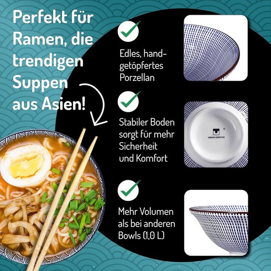 Ramen Bowls Set 2-piece porcelain 0.8-1.0 L 20 cm soup bowl salad bowl pho soup bowl bowl ramen noodles bowl cereal bowl ramen Japanese (Siegaiha
