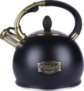 Bouilloire, bouilloire, bouilloire sifflante, acier inoxydable, noir, 3 l