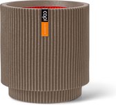 Capi Europe - Vaas cilinder Groove NL - 41x43 - Warm taupe - Opening Ø36 - Bloempot voor binnen en buiten - Levenslang garantie - Breukbestendig - 100% Recyclebaar - CO2 Neutraal geproduceerd - KGVWT883
