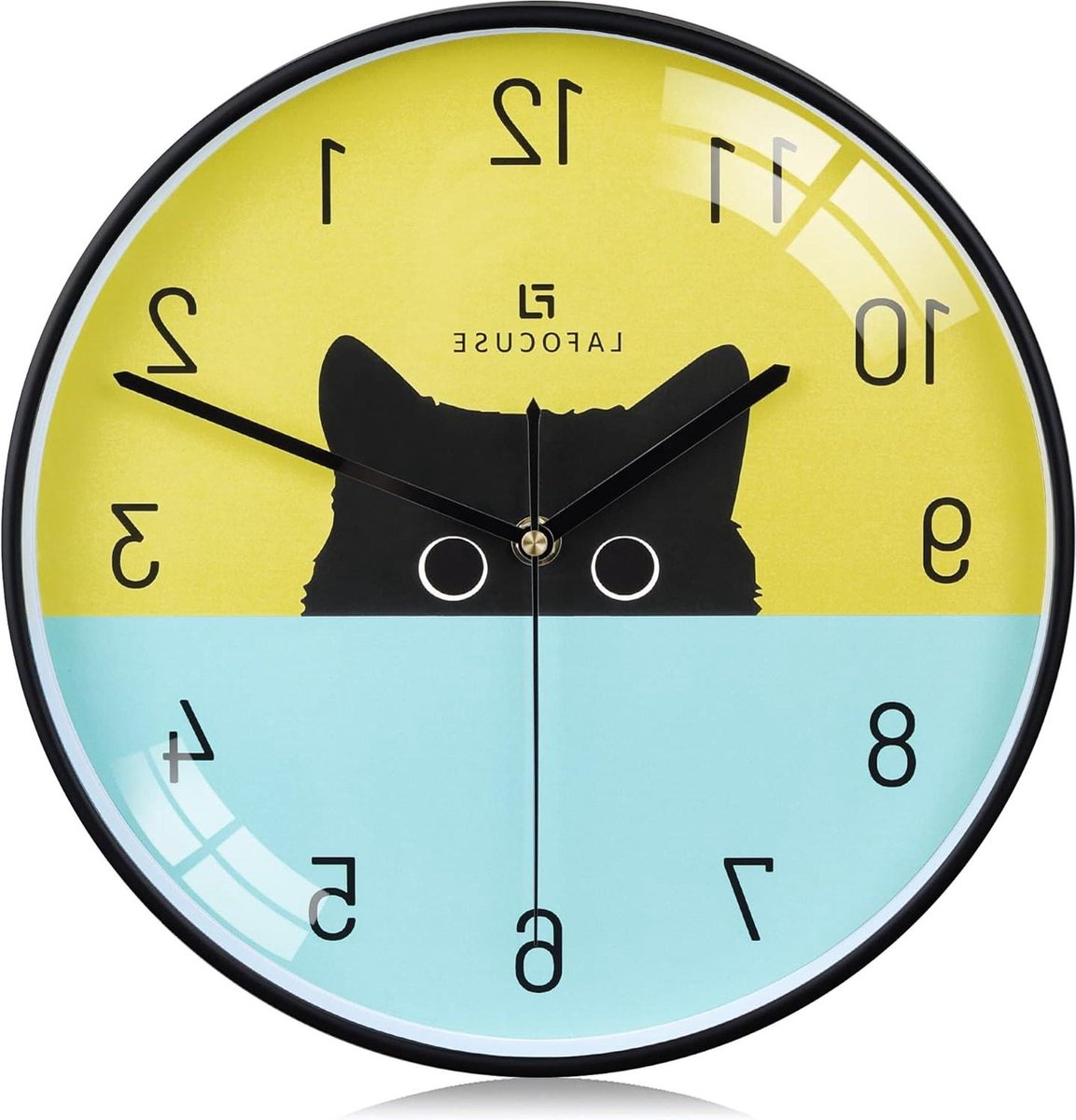 Zwarte kat wandklok - Stille moderne klok voor woonkamer - Batterij-aangedreven - Jongens - Meisjes - Kinderen - Kinderkamer - Slaapkamer - Kantoor - Keuken - 30 cm
