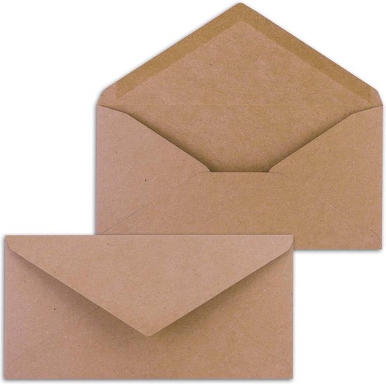 50 X DIN Long Envelopes In Beige (Crea) With Self-Adhesive, 11 X 22 C - View #3