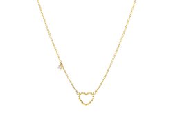 Lucardi Dames Stalen goldplated ketting met open hart bol - Ketting - Staal - Goudkleurig - 45 cm