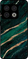Smartphonica Telefoonhoesje Geschikt voor OnePlus 10 Pro met marmer opdruk - TPU backcover case marble design - Groen Goud geschikt voor OnePlus 10 Pro