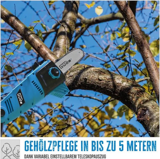 Güde GAK 7118.1 Telescopische Kettingzaag voor takken - 960 mm verlengbaar - Inclusief draagriem - 24 cm zwaard - 3-voudig vergrendelbare zaagkop 0-30° | van Güde — afbeelding 5