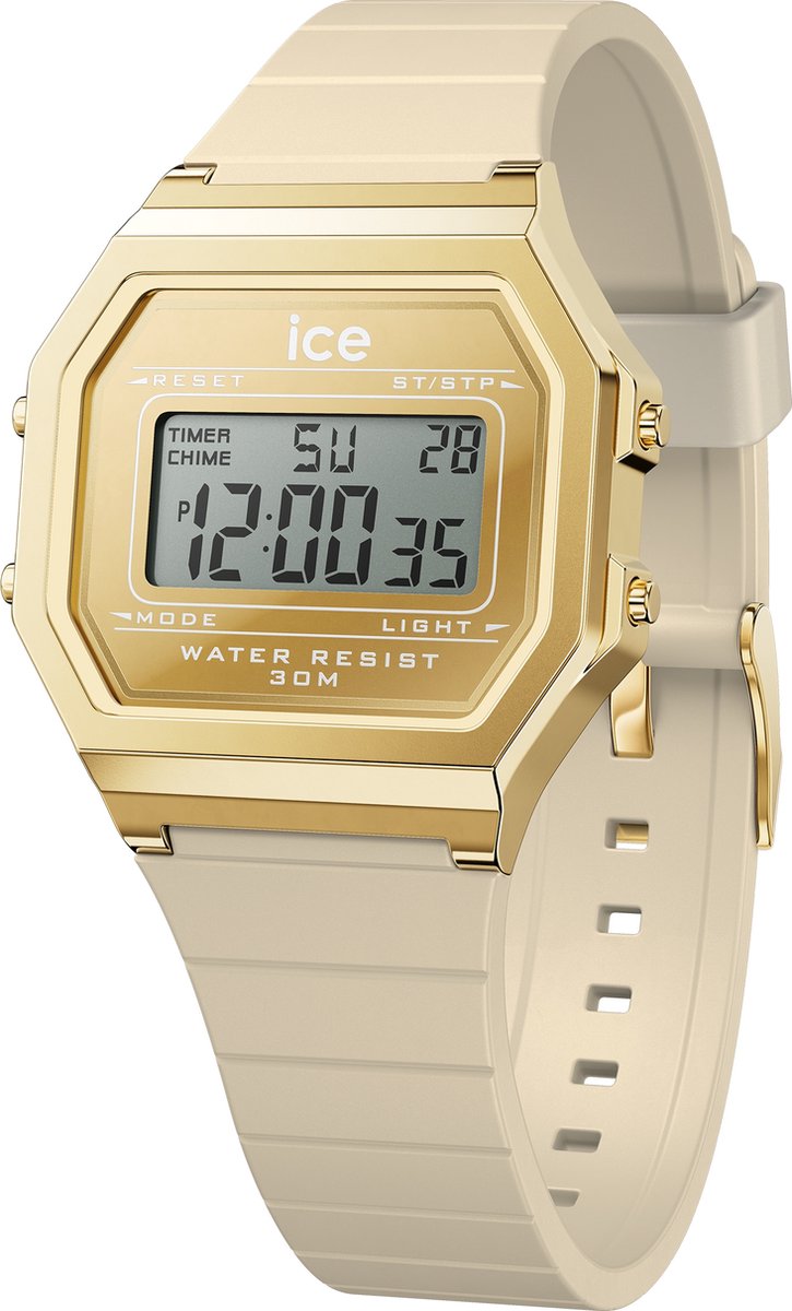 Ice Watch ICE digit retro - Metal gold mirror - Almond skin 022732 Horloge - Siliconen - Crème - Ø 33 mm