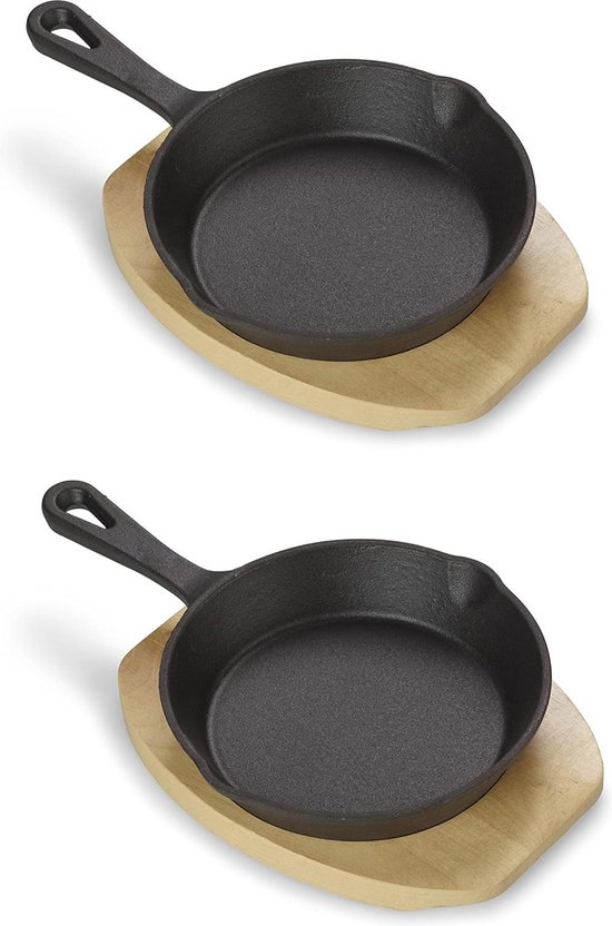 BBQ TORO Serveerpannenset Van Gietijzer  1 Stuk  20 Cm Rond Al Ingebrand Geperst Grillpan Gietijzeren Pan Koekenpan Vuurpannen 2640975498