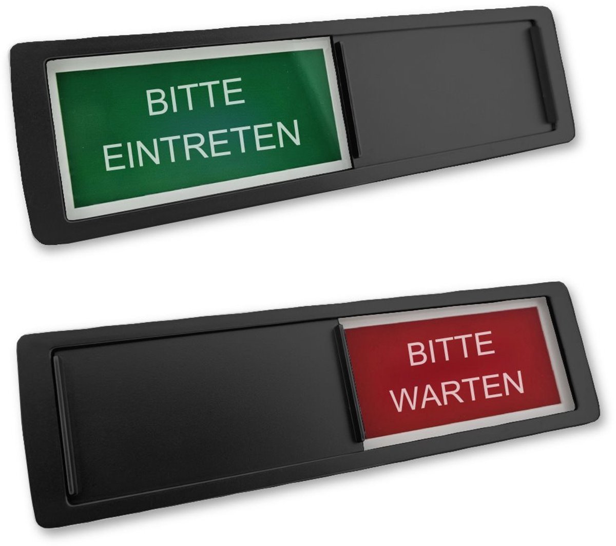 CombiCraft schuifbordje met "Bitte Eintreten-Bitte Warten" in zwart 178 x 50 mm - per 1 stuk