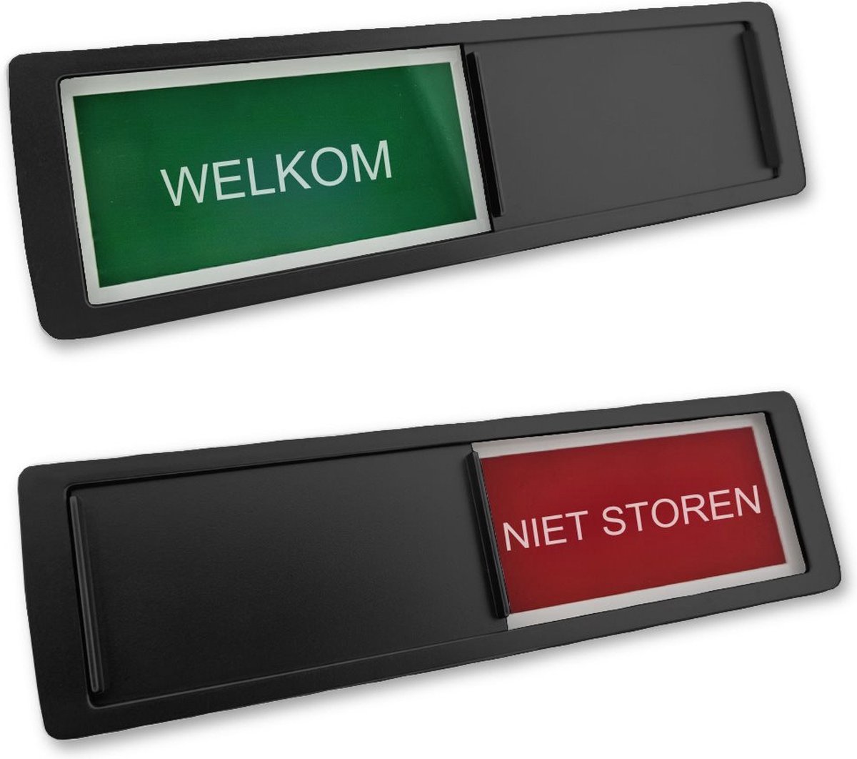 CombiCraft schuifbordje met "Welkom-Niet Storen" in zwart 178 x 50 mm - set van 5