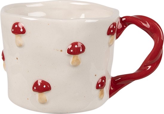 Clayre & Eef Mug 200 ml Beige Céramique Champignons Tasse à thé