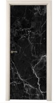 Sticker pour porte Marbre - Zwart - Wit - Texture - Aspect marbre - 90x205 cm - Poster de porte