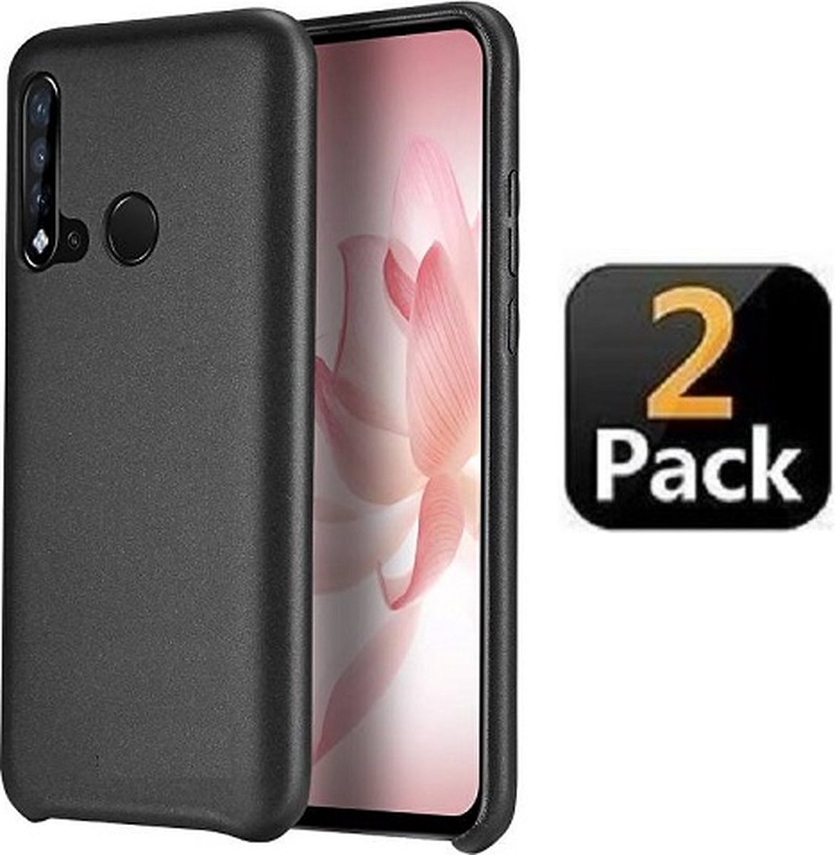 Huawei P20 Lite 2019 Hoesje Siliconen Zwart 2x