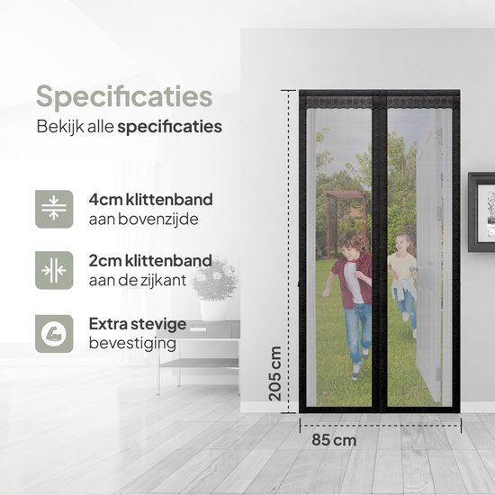O'DADDY® Deurgordijn Deluxe FIBER - Magnetisch Vliegengordijn - Voor Nieuwbouw en Standaard Deuren - Eenvoudige Installatie - Zwarte Hor - 100x230 cm