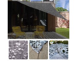 Schaduwdoek Camouflage - Camouflagenet - Camouflage Net - Buitennet - Driehoek 360x360x360cm - Donkergrijs - 210D Polyester - 3x 3.50m Touw - Met Afsluitbare Draagzak - Inclusief EBOOK