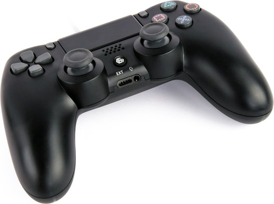GMB Gaming Draadloze Game Controller voor PS4 en PC - Dual Vibration, LED Lichtbalk, Ergonomisch Ontwerp voor Comfortabel en Realistisch Spel, Zwart
