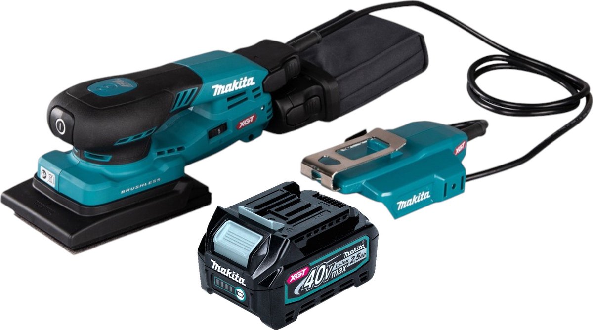 Makita BO 005 CGD1 Accuschuurmachine 40 V max. 80 x 130 mm 3,0 mm slag Borstelloos + 1x accu 2,5 Ah - zonder lader
