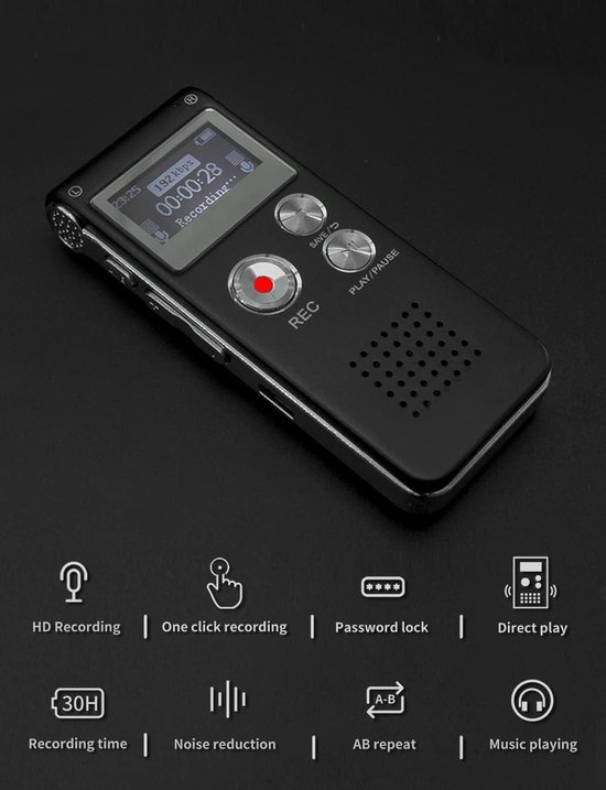 Kleinste professionele voicerecorder van 8 GB, digitale audio, mini-dictafoon mp3-speler kopen vanaf een prijs van 15