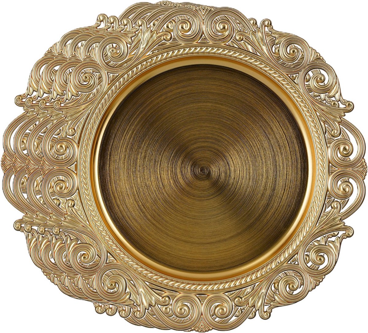 House of Seasons Kerstdiner/diner onderborden - 8x - goud - D32,5 cm - gerecycled plastic
