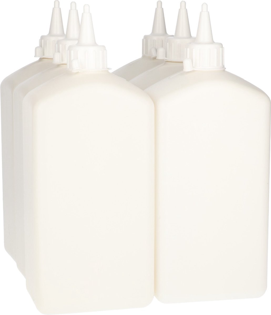 6 x Plastic Fles 1000 ml Tuitdop wit - Gerecycled HDPE- Gerecycled HDPE Kunststof - Onbreekbaar - ca. 70% minder Co2 uitstoot door gerecycled materiaal - 6 stuks