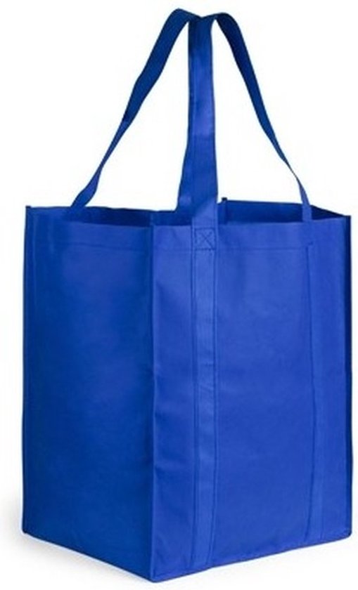Boodschappen tas/shopper BIGGY - blauw - 38 x 33 x 25 cm - Stevige boodschappentassen/shopper bag