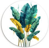 WallCircle® Wandcirkel 140x140 cm - Muurcirkel Bladeren - Tropisch - Natuur - Planten - Abstract - Modern - Muurdecoratie woonkamer cirkel - Badkamer - Wanddecoratie slaapkamer - Kamer decoratie accessoires - Ronde schilderijen binnen