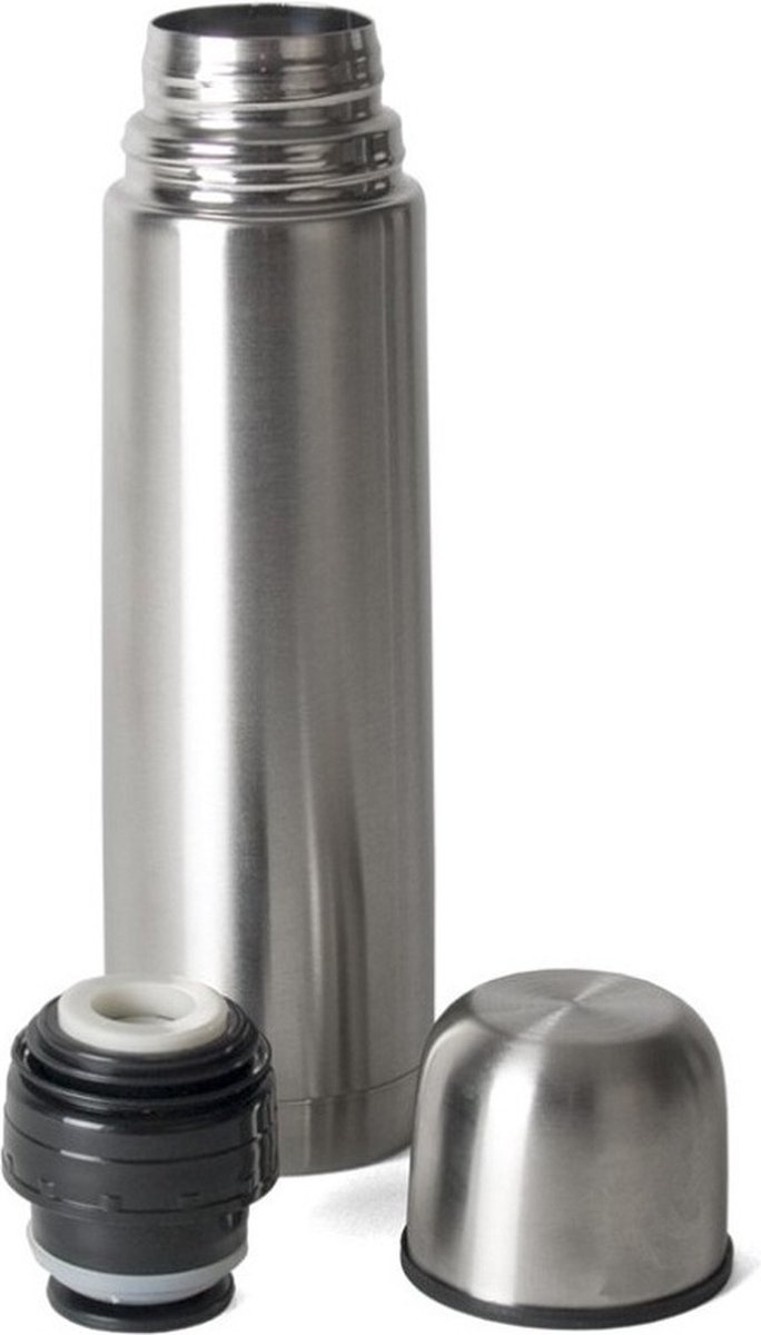 Gerimport Thermosfles - RVS - 750 ml - isoleerfles met dopbeker - zilverkleurig