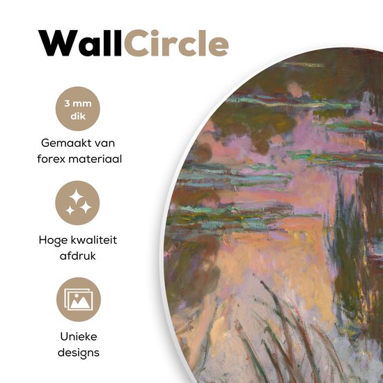 Cercle Mural - Cercle Mural Intérieur - Water , soleil couchant - Peinture de Claude Monet - ⌀ 90 cm - Décoration murale - Peintures Ronds