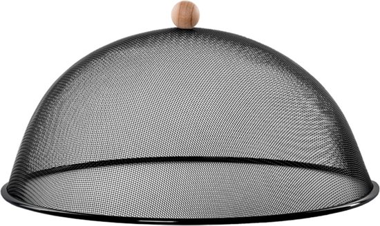 Set van 2x stuks luxe stevige vliegenkappen/voedselkappen zwart metaal 43 cm - Afdekkappen van Deze Courant — afbeelding 2