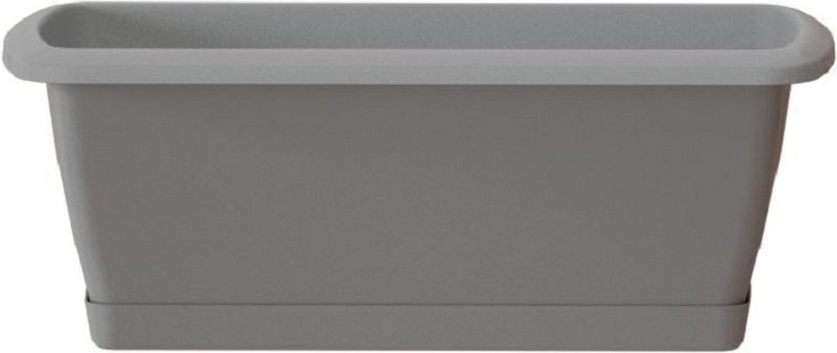 Prosperplast Plantenbak Respana - grijs- met onderzetter - 49 x 18 cm - bloembak