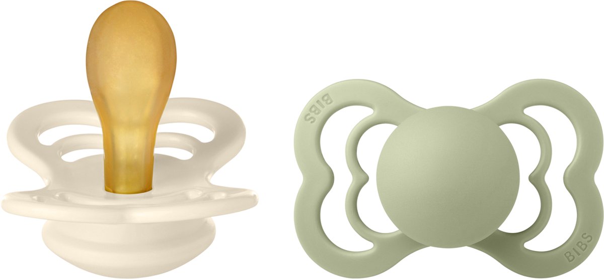 Goedkoopste Baby Speen BIBS Fopspeen Supreme Natuurrubber Sage & Ivory 2 stuks maat 1 0-6 maanden