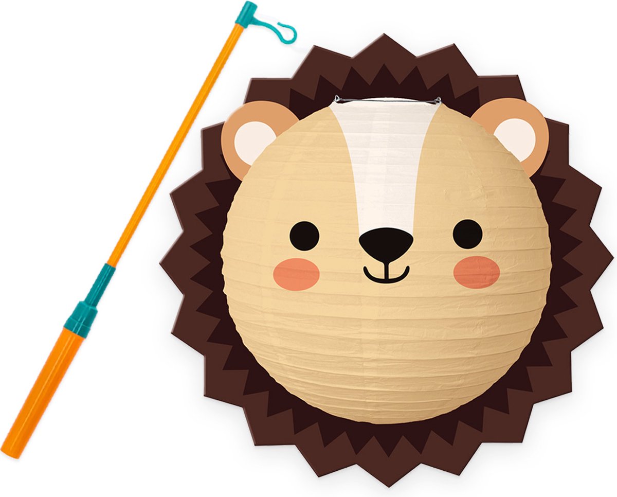 Lampion - Sint Maarten - Lampionstokje - Met Lichtje - Dieren - Treklampion - Papier - Kind - Wit - Versiering - 1 Stuk