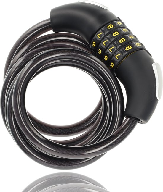 MIVELLO Fietsslot, vouwslot, hoge veiligheid, 120 cm lang, combinatieslot, zwart, ideaal voor E-bike, MTB en racefiets