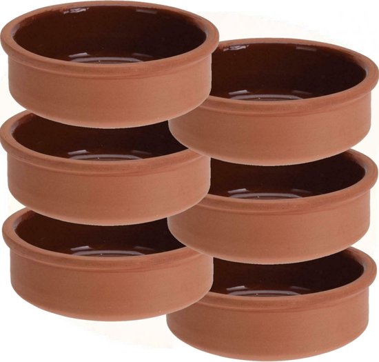 Foto: 6x tapas schaaltjes 500 ml terracotta 12 cm keukenbenodigdheden kookbenodigdheden tafel dekken tapasschaaltjes tapas snacks hapjes bereiden en serveren