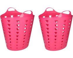 Set van 2x stuks roze wasmand flexibel 60 liter