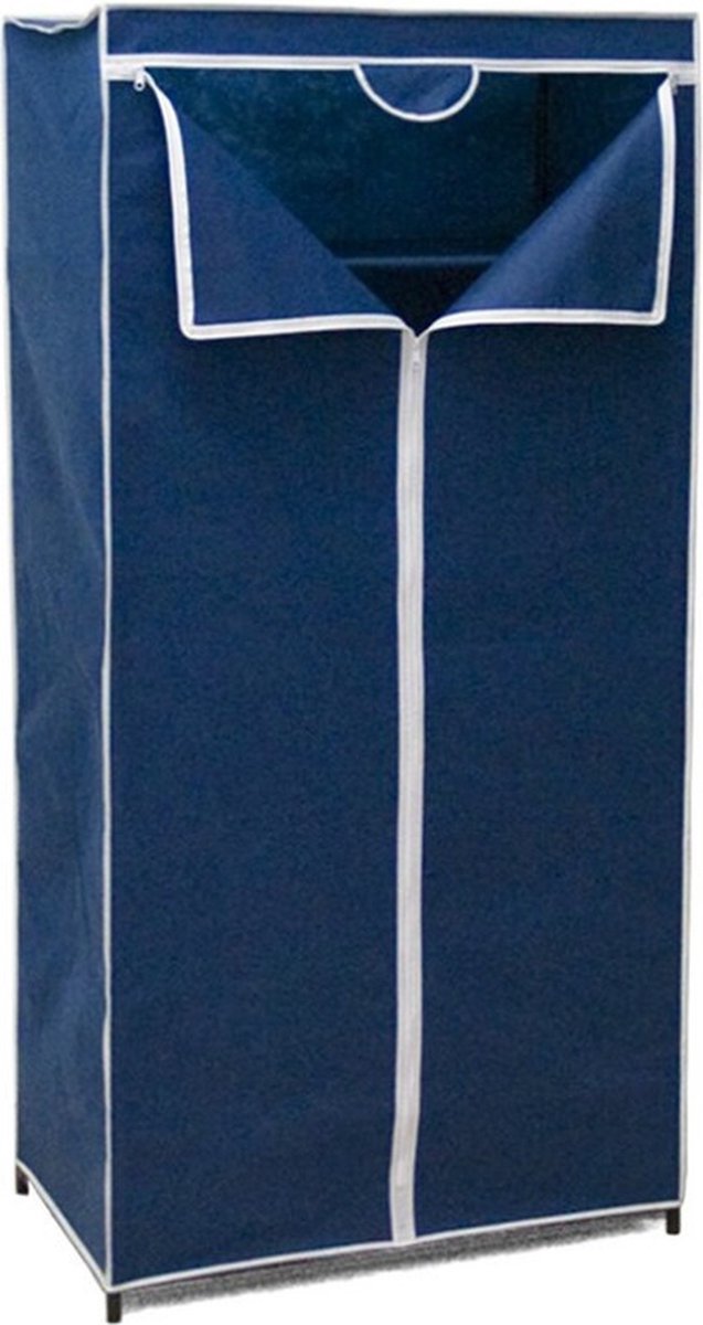 Gerimport Mobiele Kledingkast - 2x - opvouwbaar - 75 x 46 x 160 cm - blauw - opberger — afbeelding 2