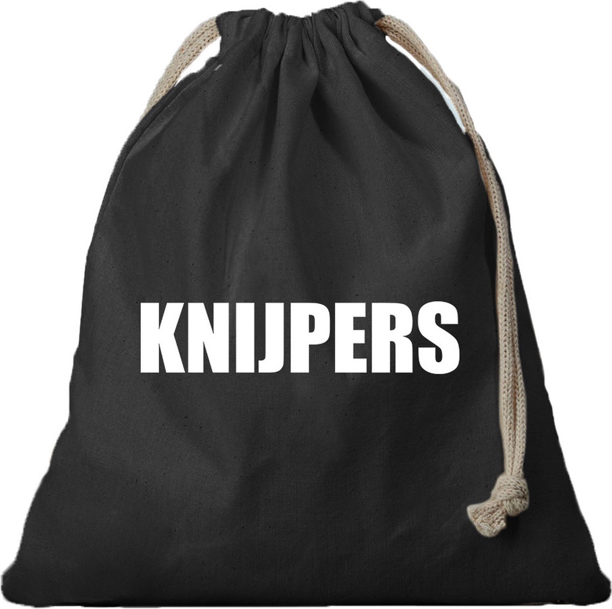 Goedkoopste 1x Canvas knijperzak/ opbergzakje knijpers zwart met koord 25 x 30 cm - Knijperzakken/ knijpers opbergen