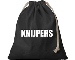 Knijperzak - canvas opbergzakje - voor knijpers - zwart - 25 x 30 cm - met koord