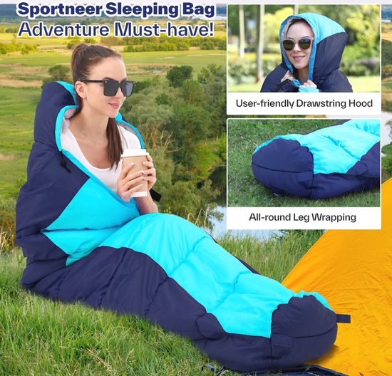 Slaapzak, outdoor, mummieslaapzak: 3-4 zones, licht, waterdicht, slaapzak 5 °C - 15 °C, voor stimulus, festival, camping, indoor, klein verpakkingsformaat en ultralight van Merkloos — afbeelding 5