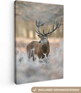 Peinture sur toile 60x90 cm - Décoration murale Cerfs - Animaux - Hiver - Décoration murale salon - Décoration chambre - Accessoires de chambre - Peintures