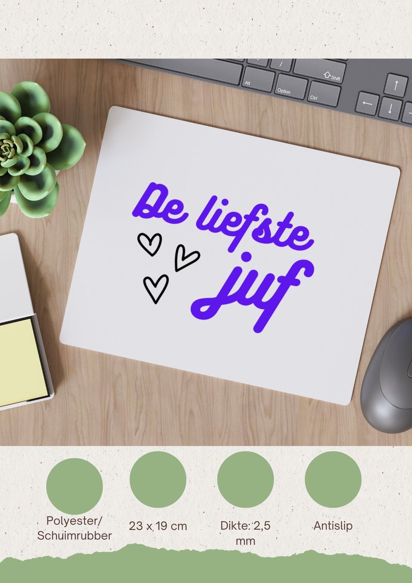 Akyol - de liefste juf Muismat - Juf - voor de liefste juf - juf - verjaardagscadeau - verjaardag - cadeau - afscheidscadeau - geschenk - leuke cadeau - kado - gift - juffendag - 23 bij 19 cm