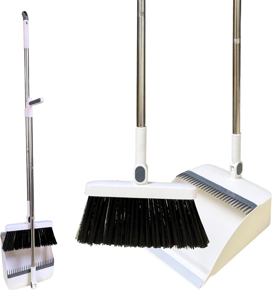Goedkoopste Bezem stofpan set - verticale lange steel - huishoudelijke reiniging sweep - wit