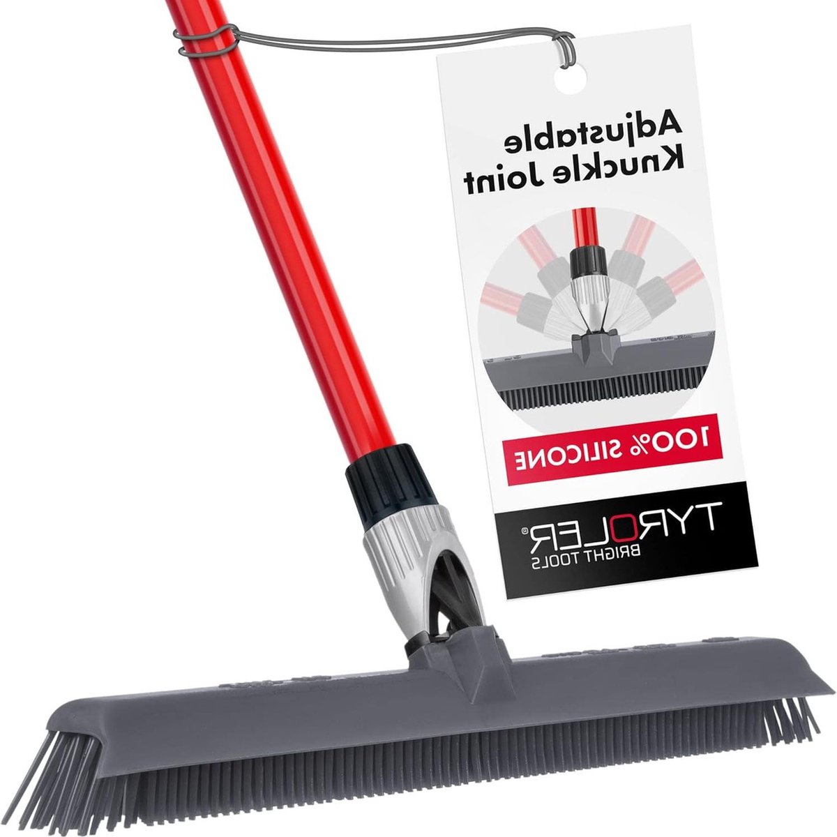 Goedkoopste Bezem 40cm Zuigmond - Siliconen Lang Handvat - Huisdier Mensenhaar Tapijten Vloer - Waterbestendig Wasbaar