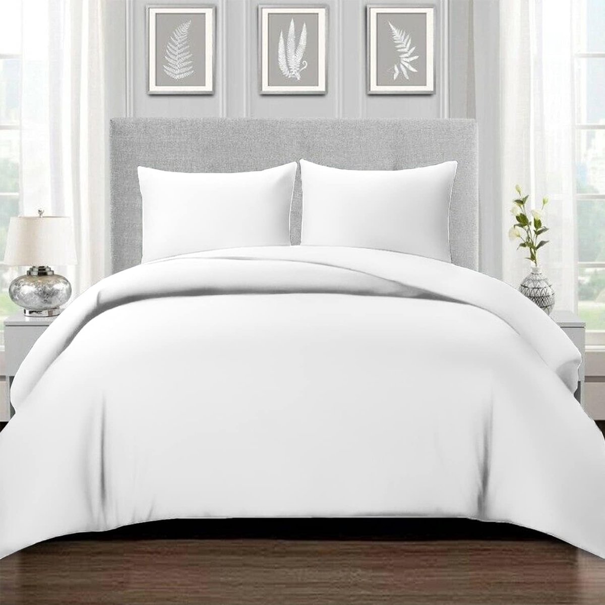 Goodivery ® Beddengoedset van 800 Draadtelling Katoen, Satijn Weefsel, 3-Delige Set, Wit