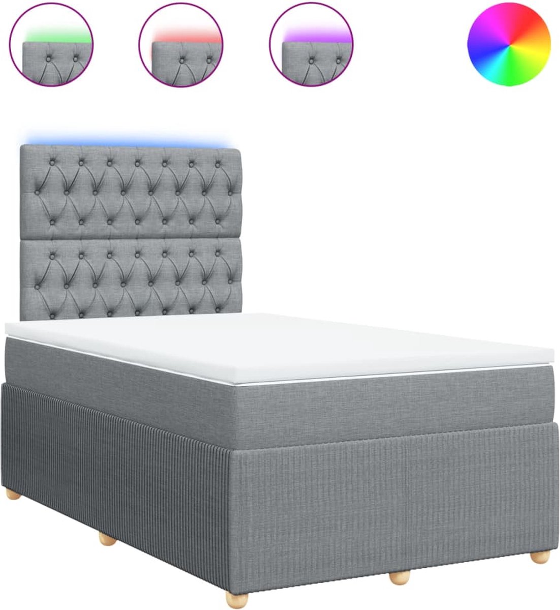 vidaXL - Boxspring - met - matras - stof - lichtgrijs - 120x190 - cm