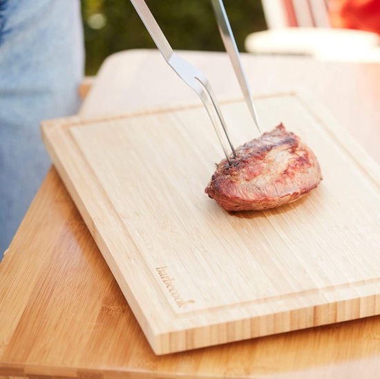 BBQ gereedschapset met bbq tang, bbq spatel en vleesvork van rvs en hout Barbecue van Vaggan — afbeelding 3