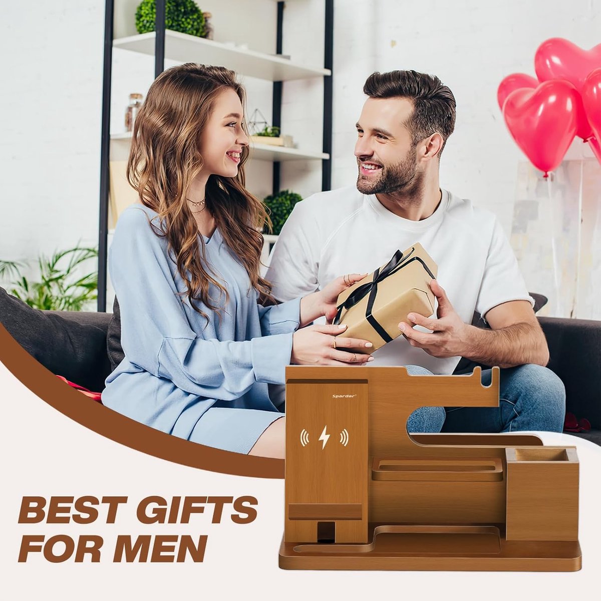 Spardar Bureau-organizer, Skerstcadeaus voor mannen, opbergen van portefeuilles, sleutels, mobiele telefoons, het beste kerstcadeau voor man, vriend, partner, echtgenoot, papa