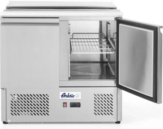 Arktic Saladette - KitchenLine - 300L - 2 Deuren 1/1 GN - Boven 2x 1/1 GN + 3x 1/6 GN - -2°C/+8°C - Geforceerd - Schuif-/Klapdeksel + Snijblad - 900x700x888mm - Horeca Oven